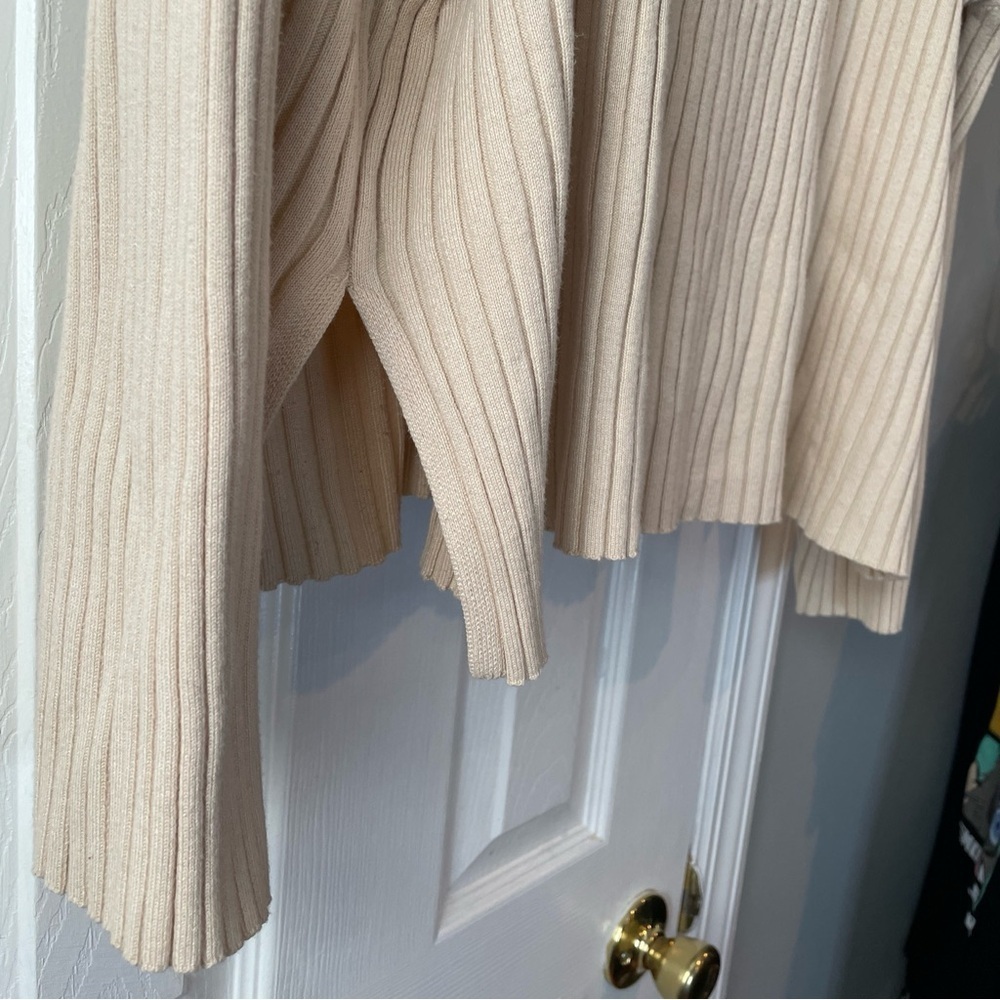 Aqua Women's XXXL Ribbed Knit Hooded Sweater Pullover Beige Drop Shoulder Loose - Picture 6 of 16